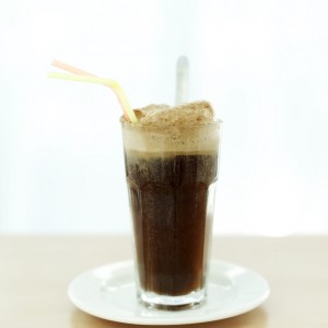 Cola Float with Two Straws in It
